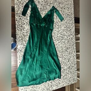 BCBGMaxAzria Emerald Green Satin Slip Midi Dress